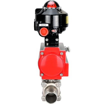 Válvulas de bola DNOVA BV3131P(3pc)-FP-W-ISO-H LONG DN10-150 paso total, cuerpo - acero inoxidable 304, soldada, con actuador neumático DNOVA PA-DA y bloque de interruptores de final de carrera APL-510N EX