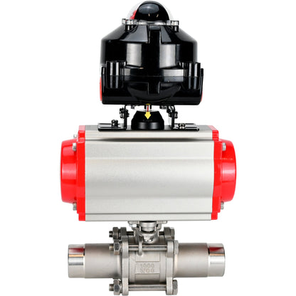 Válvulas de bola DNOVA BV3131P(3pc)-FP-W-ISO-H LONG DN10-150 paso total, cuerpo - acero inoxidable 304, soldada, con actuador neumático DNOVA PA-DA y bloque de interruptores de final de carrera APL-510N EX
