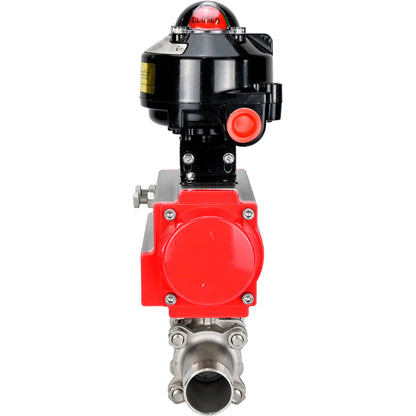 Válvulas de bola DNOVA BV3131P(3pc)-FP-W-ISO-H LONG DN10-150 paso total, cuerpo - acero inoxidable 304, soldada, con actuador neumático DNOVA PA-DA y bloque de interruptores de final de carrera APL-510N EX