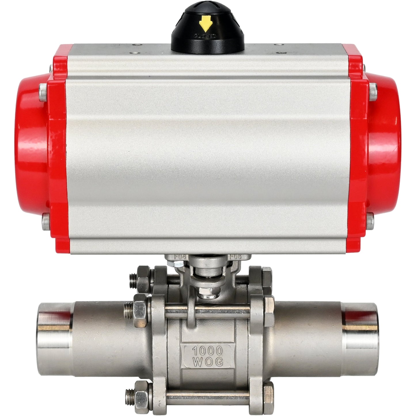 Ball valves DNOVA BV3131P(3pc)-FP-W-ISO-H LONG DN10-150 full bore, body - stainless steel 304, welding, with pneumatic actuator DNOVA PA-DA