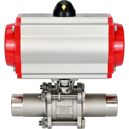 Ball valves DNOVA BV3131P(3pc)-FP-W-ISO-H LONG DN10-150 full bore, body - stainless steel 304, welding, with pneumatic actuator DNOVA PA-DA