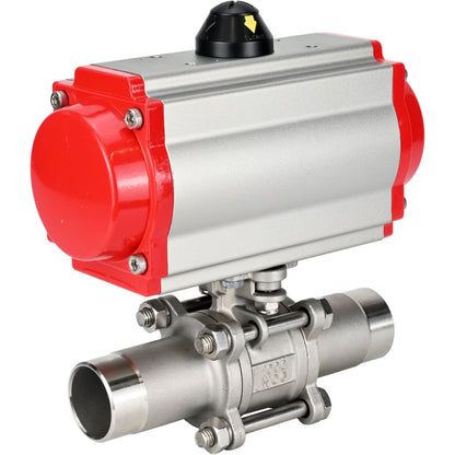 Ball valves DNOVA BV3131P(3pc)-FP-W-ISO-H LONG DN10-150 full bore, body - stainless steel 304, welding, with pneumatic actuator DNOVA PA-DA