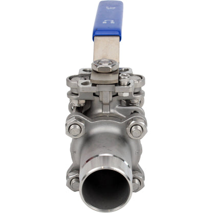 Ball valves DNOVA BV3131P(3pc)-FP-W-H stainless steel SS304, full bore, three-piece, seal - PTFE, welded, with handle
