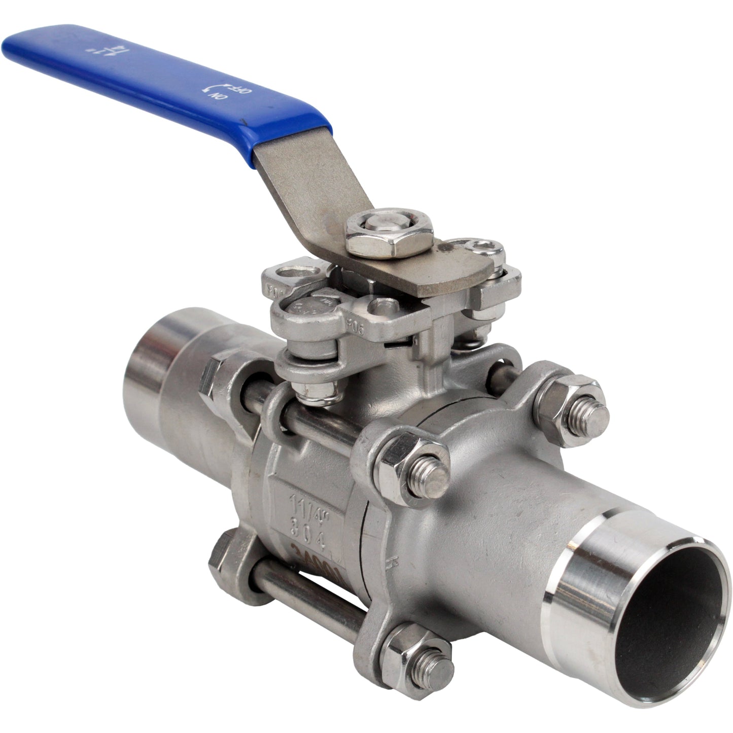 Ball valves DNOVA BV3131P(3pc)-FP-W-H stainless steel SS304, full bore, three-piece, seal - PTFE, welded, with handle