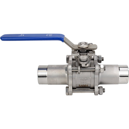 Ball valves DNOVA BV3131P(3pc)-FP-W-H stainless steel SS304, full bore, three-piece, seal - PTFE, welded, with handle