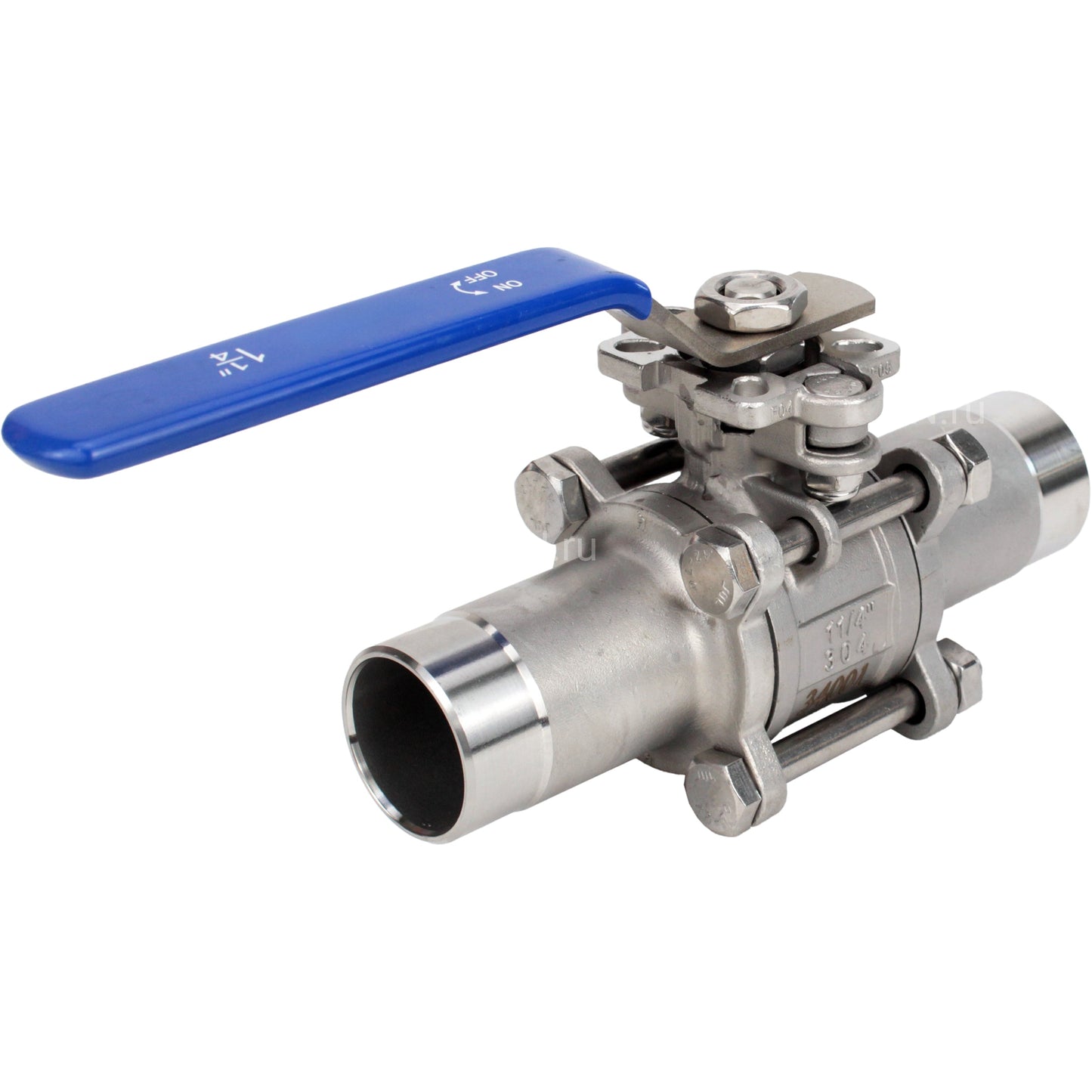 Ball valves DNOVA BV3131P(3pc)-FP-W-H stainless steel SS304, full bore, three-piece, seal - PTFE, welded, with handle