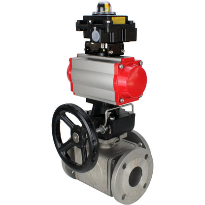 Ball valves DNOVA BV3232P(4pc)-FP-3WL-F-ISO-H 16 bar full bore, flanged, stainless steel body. steel SS316, ISO flange F03/F04-F10/F12, square 9x9-19x19, with pneumatic actuator PA-DA, PN/distributor 4M310-08 220V, LSU APL-410N EX and Doubler MON3-700-