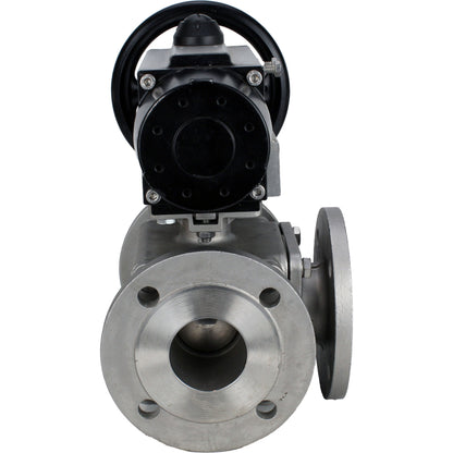 Válvulas de bola DNOVA BV3232P(4pc)-FP-3WL-F-ISO-H DN100 16 bar paso total, bridada, cuerpo - acero inoxidable SS316, brida ISO F10/F12, cuadrado 19x19, con actuador neumático doble PA-DA-105-1 acciones