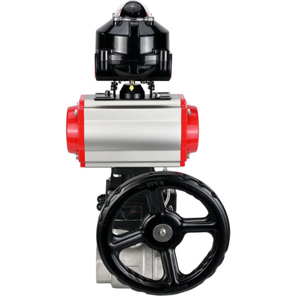 Ball valves DNOVA BV3232P(2pc)-FP-T-ISO-H threaded, full bore, stainless steel body. steel SS316, seal - PTFE, with pneumatic drive DNOVA PA-DA 052-105 pneumatic distributor 4M310-08 220V gearbox MON LSU APL-510N-EX