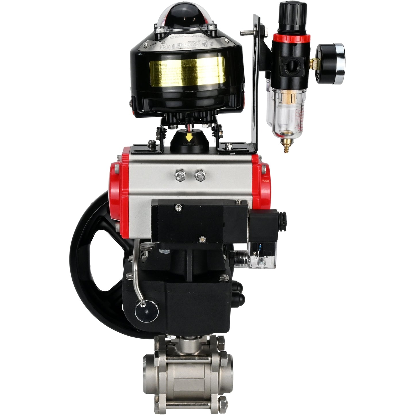 Ball valves DNOVA BV3232P(3pc)-FP-W-ISO-H for welding, full bore, body - stainless steel SS316, seal - PTFE, with pneumatic drive PA-DA-052- 083 pneumatic distributor 4M310-08 24V gearbox MON ATU AFC2000 LSU APL-510N-EX