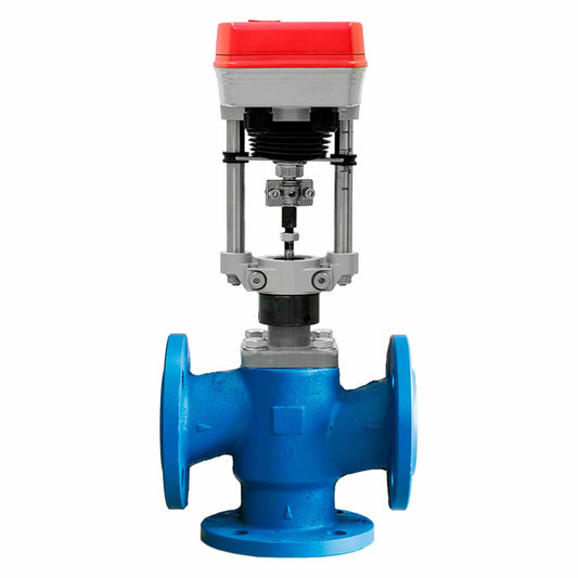 Three-way mixing control valve DNOVA 232 PSI gray cast iron GC20, flanged with electric actuator Katrabel TW-500-XD110/220