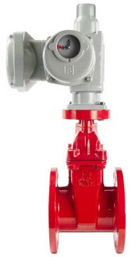 Wedge gate valve DNOVA PSI145 flange connection, body material - cast iron GGG50, wedge material - rubber, seal - EPDM, color - red, electric actuator GZ-380V
