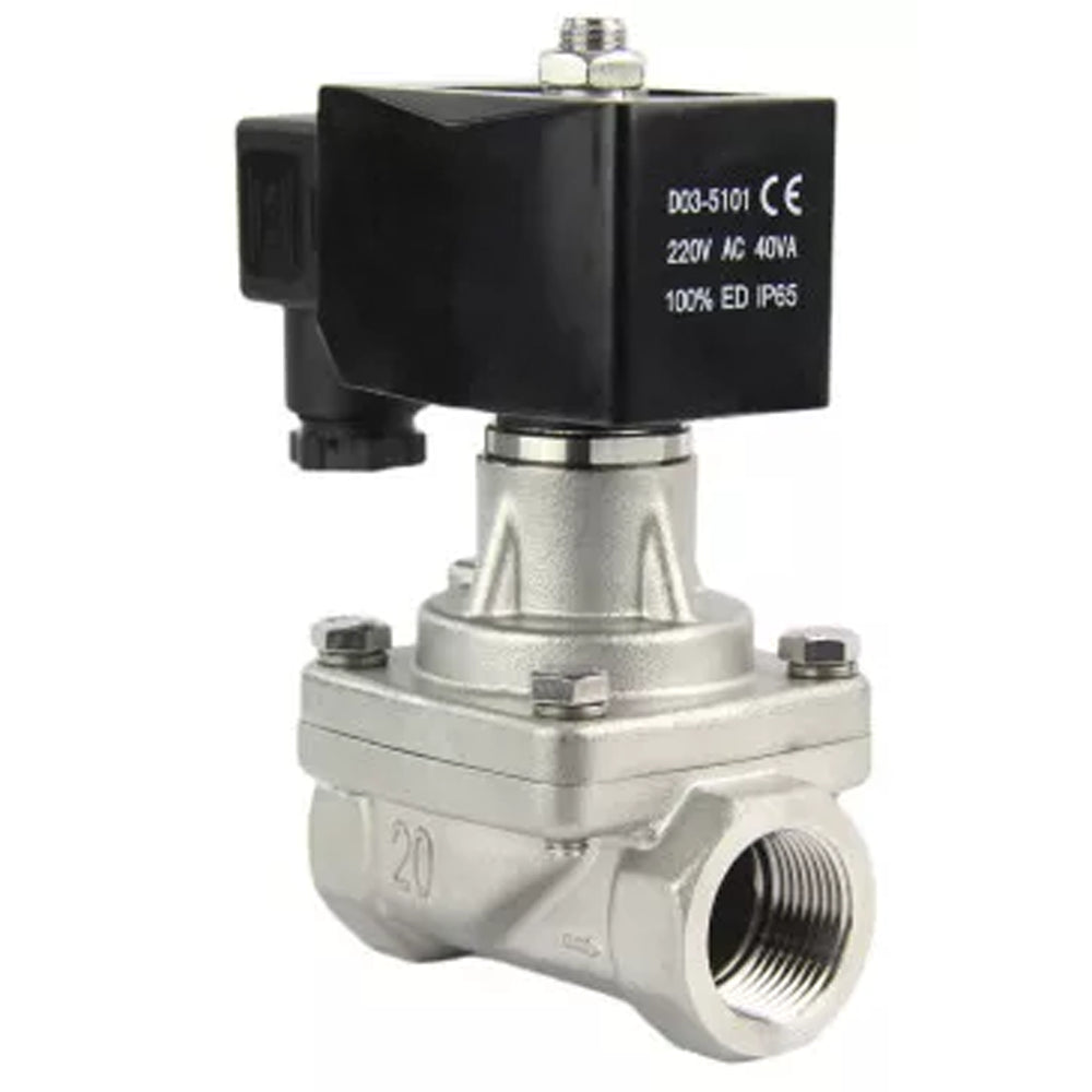 Two way normally closed Semi-direct acting electric solenoid valve DNOVA DHP21-S-РќР— SS304 G YS-018 110/220V, body material - stainless steel AISI 304, seal - PTFE