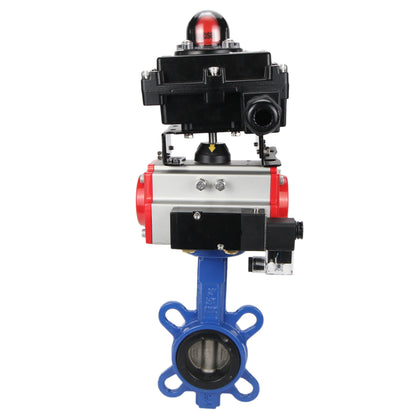 Water butterfly valve DNOVA GGG50-GGG40-EPDM body material - cast iron GGG50, disk material - cast iron GGG40, seal - EPDM with pneumatic actuator DNOVA DA, pneumatic distributor 4M310-08 24V and limit switch block APL-410N EX