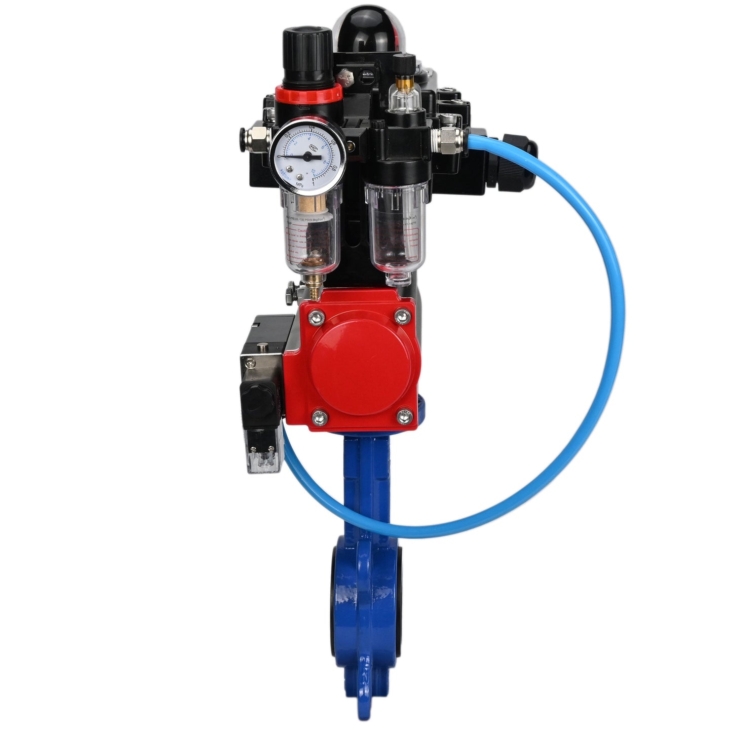 Water butterfly valve DNOVA GGG50-GGG40-EPDM body material - cast iron GGG50, disk material - cast iron GGG40, seal - EPDM with pneumatic actuator DNOVA SA, pneumatic distributor 4M310-08 NAMUR 220V, limit switch block APL-410N EX and air filter AFC2000