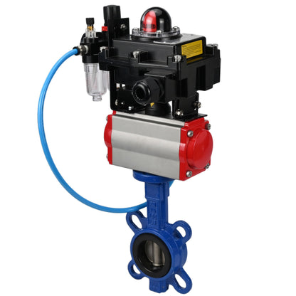 Water butterfly valve DNOVA GGG50-GGG40-EPDM body material - cast iron GGG50, disk material - cast iron GGG40, seal - EPDM with pneumatic actuator DNOVA DA, pneumatic distributor 4M310-08 NAMUR 220V, limit switch block APL-410N EX and air filter AFC2000
