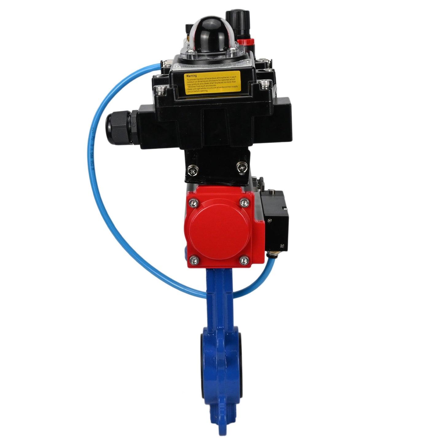 Water butterfly valve DNOVA GGG50-GGG40-EPDM body material - cast iron GGG50, disk material - cast iron GGG40, seal - EPDM with pneumatic actuator DNOVA SA, pneumatic distributor 4M310-08 NAMUR 220V, limit switch block APL-410N EX and air filter AFC2000
