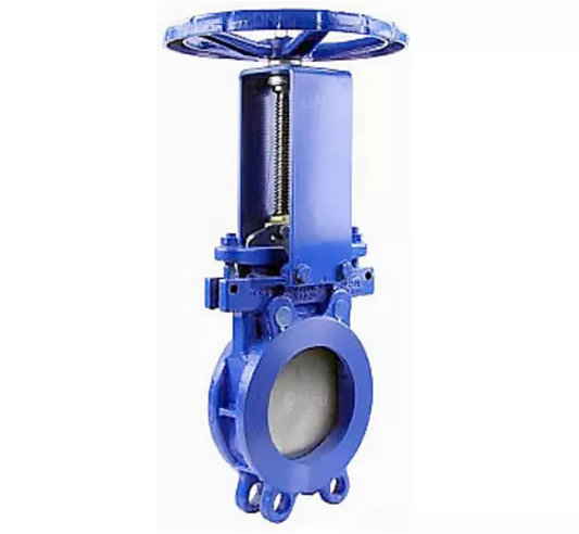 Knife gate valve DNOVA GVKN3431M-1W-Fb-S, body material - carbon steel, knife material - stainless steel AISI 304, seal - metal, handwheel operated