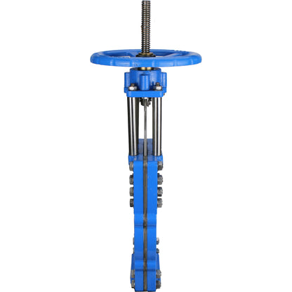 Knife gate valve with through blade DNOVA GVKRT3431N-2W-Fb-S, body material - carbon steel A216, knife material - stainless steel AISI 304, seal - NBR, handwheel