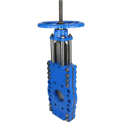 Knife gate valve with through blade DNOVA GVKRT3431N-2W-Fb-S, body material - carbon steel A216, knife material - stainless steel AISI 304, seal - NBR, handwheel