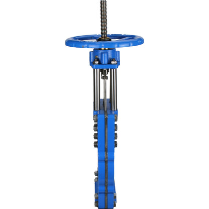 Knife gate valve with through blade DNOVA GVKRT3431N-2W-Fb-S, body material - carbon steel A216, knife material - stainless steel AISI 304, seal - NBR, handwheel