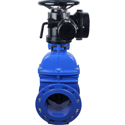 Wedge valves DNOVA GVWN1414E-2W-F flanged, wedge - rubber-coated, spindle - non-rising, body - cast iron, seal - EPDM, with OST flange with multi-turn electric drive MT-N-EM-O2-220VAC-U1 five-jaw