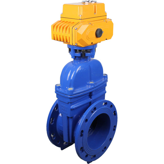 Wedge valves DNOVA GVWN1414E-2W-F flanged wedge gate valves, wedge - rubber-coated, spindle - non-rising, body - cast iron, seal - EPDM, with ISO flange with multi-turn electric drive MT-N-Z-O1-220VAC-U1