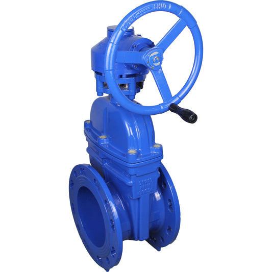 Wedge valves DNOVA GVWN1414E-2W-F flanged wedge valves, wedge - rubber coated, spindle - non-rising, body - cast iron, seal - EPDM, with ISO flange with gearbox RMN1-360Z-T2,35-ISO
