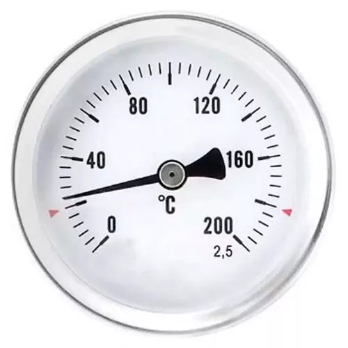 مقاييس حرارة محورية ثنائية المعدن DNOVA TB-311-A2.5 15-16 بار، من الفولاذ المقاوم للصدأ، طول جزء الغمر 46-100 مم، فئة الدقة - 2.5