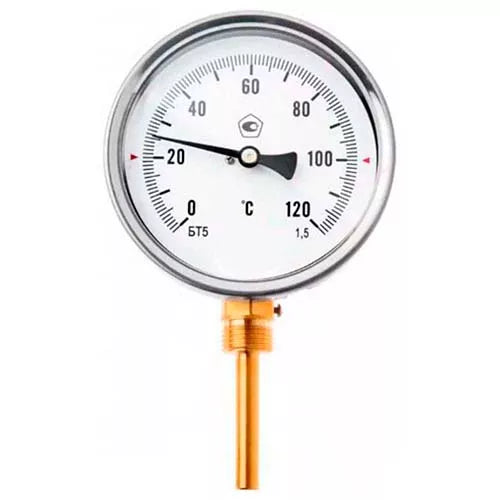 مقاييس حرارة شعاعية ثنائية المعدن DNOVA TB-301-R2.5 PN16، من الفولاذ المقاوم للصدأ، طول جزء الغمر 46-100 مم، فئة الدقة - 2.5