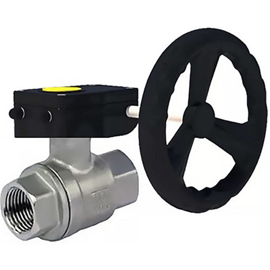 Válvula de bola de acero inoxidable DNOVA kshmp316-DNOVA-ham, material del cuerpo: acero inoxidable AISI 316, material de la bola: acero inoxidable AISI 316, sello: PTFE, accionado por engranajes