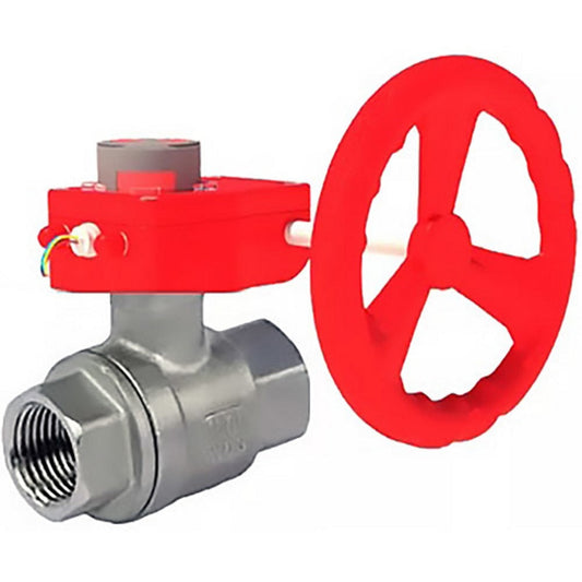 Válvula de bola de acero inoxidable DNOVA kshmp316-DNOVA-hgbf, material del cuerpo: acero inoxidable AISI 316, material de la bola: acero inoxidable AISI 316, sello: PTFE, accionado por engranajes