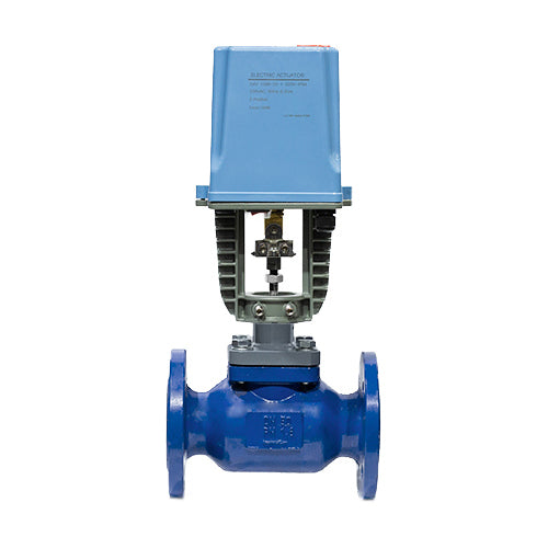 Two-way control valve DNOVA 232 PSI gray cast iron GC20, flanged with electric actuator DAV 1500 - 110/220V