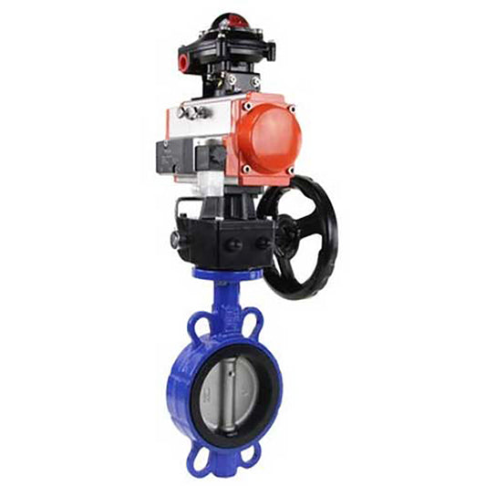 Válvula de mariposa de agua DNOVA ggg50-316l-epdm-DNOVA-da-4m310-110/220-hdm-apl210n, material del cuerpo: fundición gris GGG50, material del disco: acero inoxidable AISI 316L, junta: EPDM, accionamiento neumático.