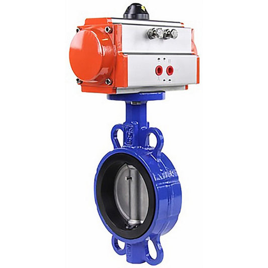 Válvula de mariposa de agua DNOVA gg25-316l-nbr-DNOVA-da, material del cuerpo: hierro fundido GG25, material del disco: acero inoxidable AISI 316L, sello: NBR, actuador neumático operado