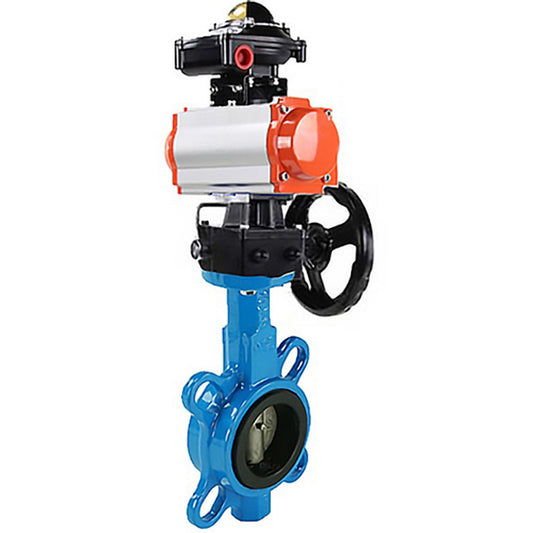 Válvula de mariposa de agua DNOVA gg25-316l-nbr-DNOVA-da-apl210n-hdm, material del cuerpo: hierro fundido GG25, material del disco: acero inoxidable AISI 316L, sello: NBR, actuador neumático operado