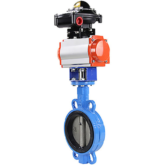 Válvula de mariposa de agua DNOVA gg25-316l-nbr-DNOVA-da-apl210n, material del cuerpo: hierro fundido GG25, material del disco: acero inoxidable AISI 316L, sello: NBR, actuador neumático operado