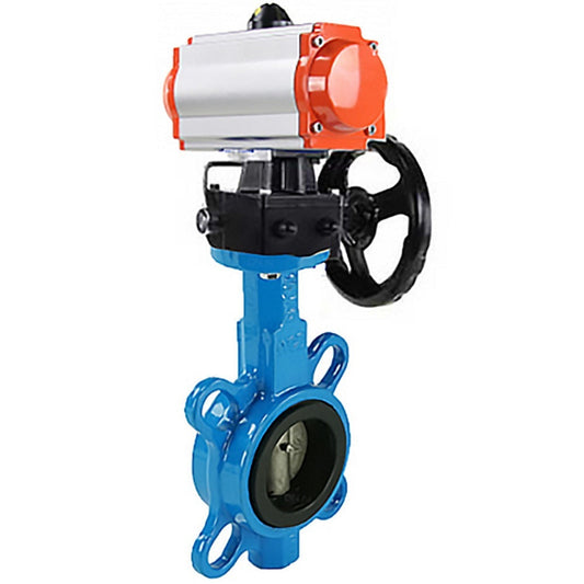 Válvula de mariposa de agua DNOVA gg25-316l-nbr-DNOVA-da-hdm, material del cuerpo: hierro fundido GG25, material del disco: acero inoxidable AISI 316L, sello: NBR, actuador neumático operado