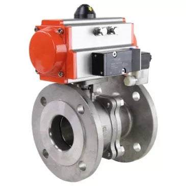 Ball valves DNOVA BV3232P(2pc)-FP-F-ISO-H DN15-300 16 bar/16, full bore flanged, stainless steel SS316, seal - PTFE, with pneumatic actuator PA-SA with return springs, with pneumatic distributor 4V320-10 220V