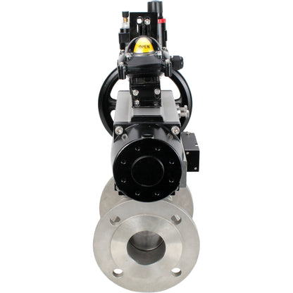 Ball valves DNOVA BV3232P(2pc)-FP-F-ISO-H DN80-100 16 bar, full bore flanged, stainless steel SS316, seal - PTFE, with pneumatic actuator PA-DA-105-1 double acting, with pneumatic distributor 4M310-08 24V , with LSU APL-210N, with ATU AFC2000