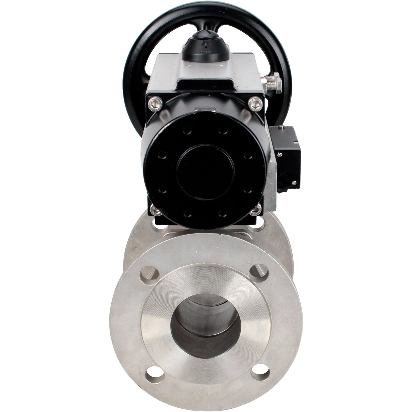 صمامات كروية DNOVA BV3232P(قطعتان)-FP-F-ISO-H DN80-100 16 بار، ذات تجويف كامل وحافة، مصنوعة من الفولاذ المقاوم للصدأ SS316، مانع تسرب - PTFE، مع مشغل هوائي PA-DA-105-1 مزدوج الفعل، مع موزع هوائي 4M310-08 24 فولت