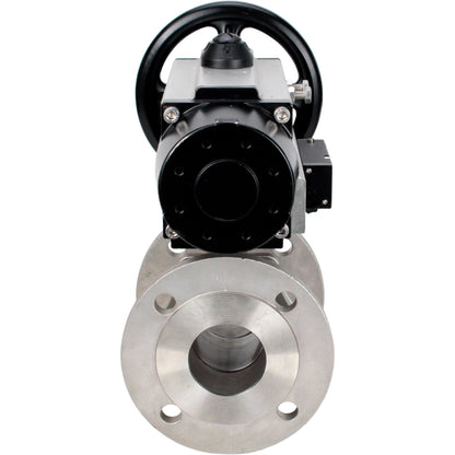 صمامات كروية DNOVA BV3232P(قطعتان)-FP-F-ISO-H DN80-100 16 بار، ذات تجويف كامل وحافة، مصنوعة من الفولاذ المقاوم للصدأ SS316، مانع تسرب - PTFE، مع مشغل هوائي PA-DA-105-1 مزدوج الفعل، مع موزع هوائي 4M310-08 24 فولت