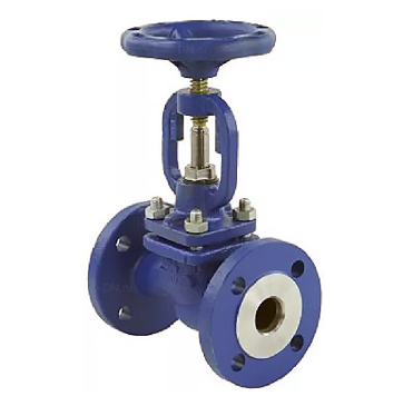 Bellows Stop Valve DNOVA VS2130M-F-S PSI580, flanged, flanged, body material - steel GS-C25, seal - PTFE, steering wheel