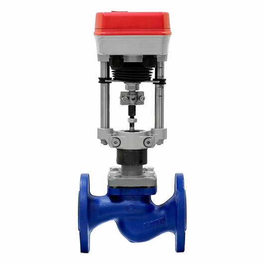 Two-way control valve DNOVA 232 PSI gray cast iron GC20, flanged with electric actuator Katrabel TW-500-XD110/220