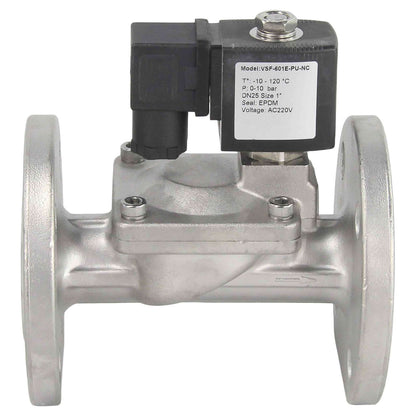 Two way normally closed indirect acting electric solenoid valve DNOVA VSF-601E-PU-NC EPDM 220V, body material - stainless steel AISI 304, seal - EPDM