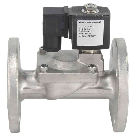 Two way normally closed indirect acting electric solenoid valve DNOVA VSF-601E-PU-NC EPDM 220V, body material - stainless steel AISI 304, seal - EPDM