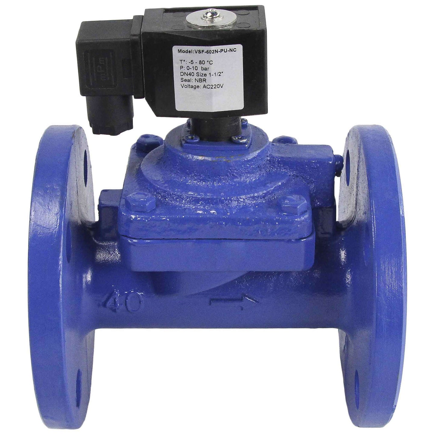 Two way normally closed indirect acting electric solenoid valve DNOVA VSF-602E-PU-NC EPDM 110/220V, body material - cast iron, seal - EPDM