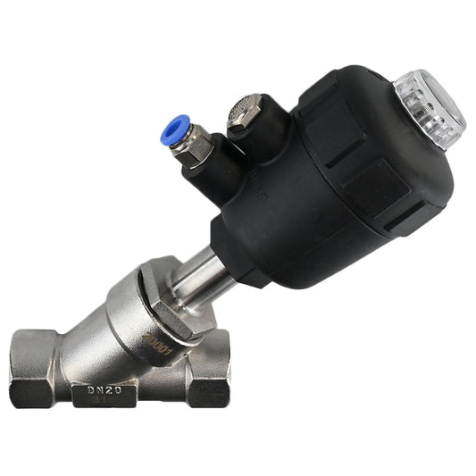 Pneumatic valve DNOVA VS324PV-T-1PNC PSI362, body material - stainless steel CF8M, threaded, Y-shaped