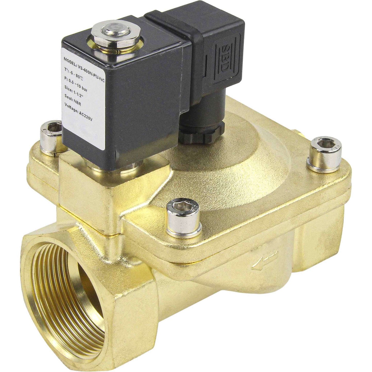 Two way normally closed indirect acting electric solenoid valve DNOVA VS2W-400V-PU-NC G VITON 24V, body material - brass, seal - Viton