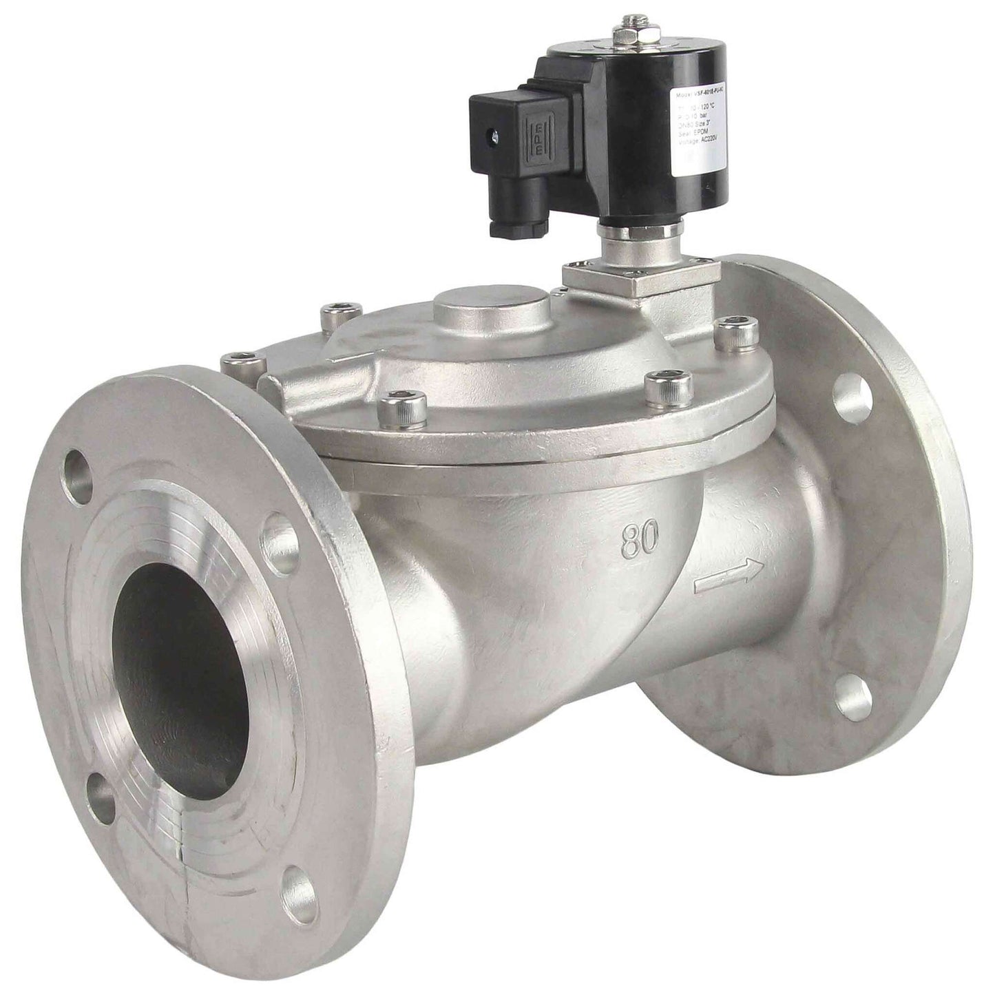 Two way normally closed indirect acting electric solenoid valve DNOVA VSF-601N-PU-NC NBR 24V, body material - stainless steel AISI 304, seal - NBR